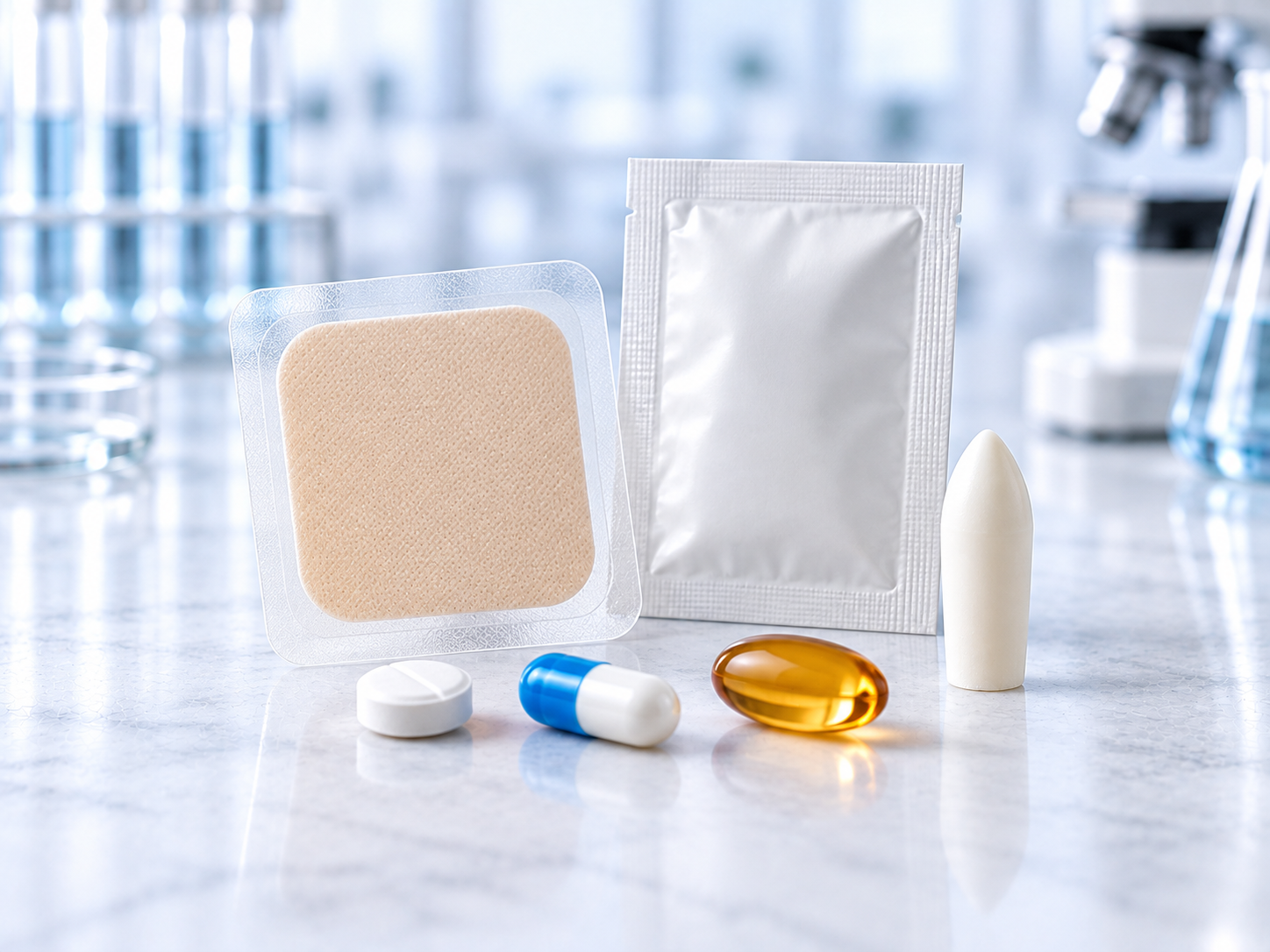 Assorted unbranded pharmaceutical dosage forms in a clean production area